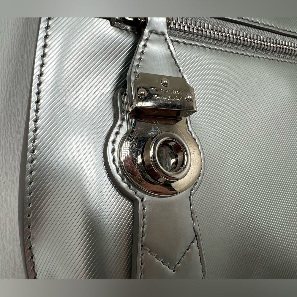 Burberry Silver Patent Leather Lock Trench Clutch - Picture 3 of 8
